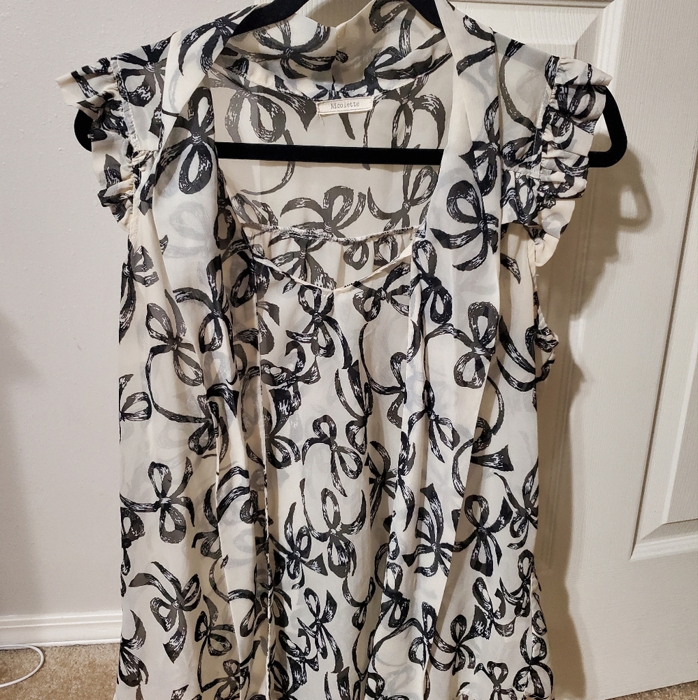 Womens sheer bow detail blouse